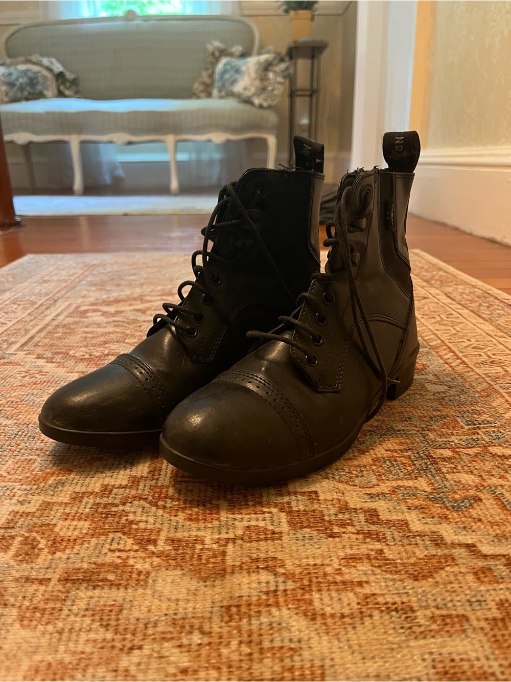 Women's Black Lace-Up English Riding Boots